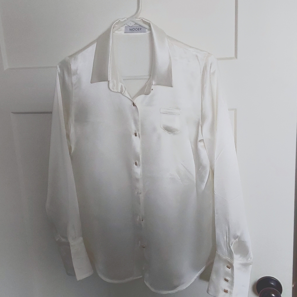 White Satin Blouse sz M?